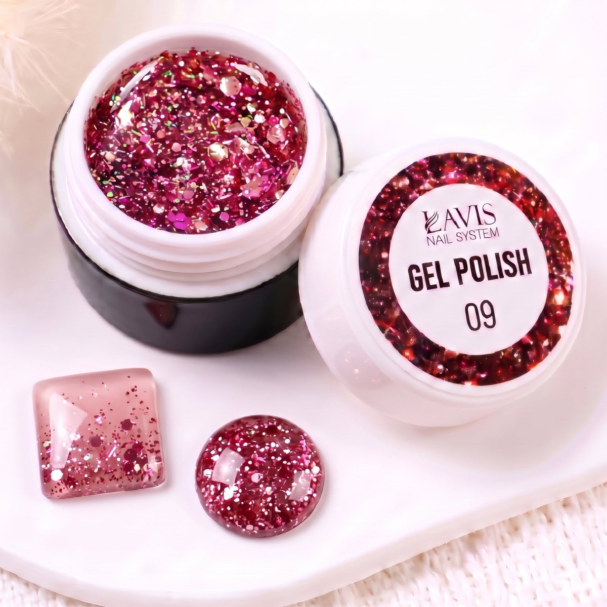 LAVIS Nail Art Glitter Gel Polish — 09 Shimmer Accent Nail Art Gel - DTK Nail Supply