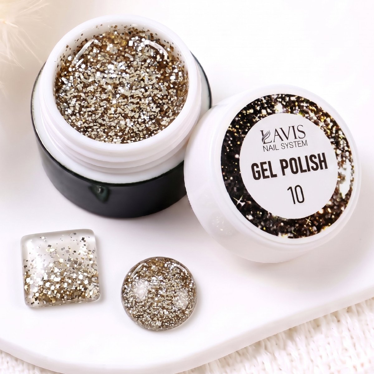 LAVIS Nail Art Glitter Gel Polish — 10 Shimmer Accent Nail Art Gel - DTK Nail Supply