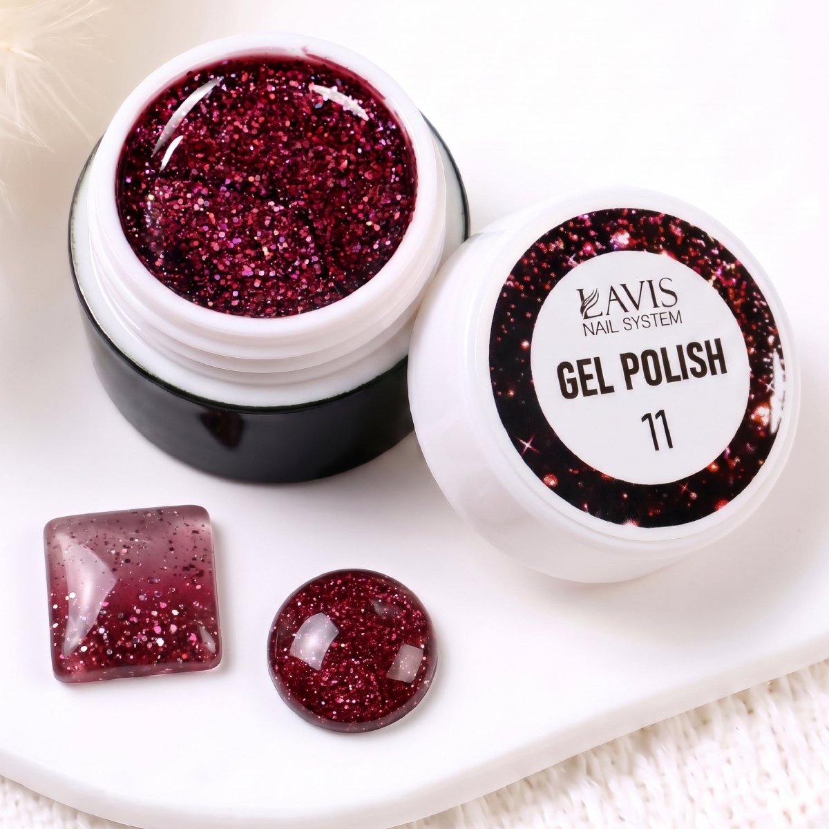 LAVIS Nail Art Glitter Gel Polish — 11 Shimmer Accent Nail Art Gel - DTK Nail Supply