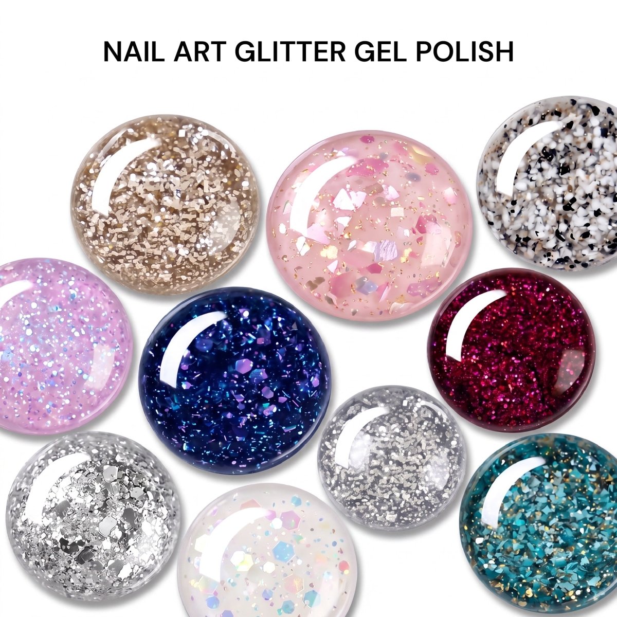 LAVIS Nail Art Glitter Gel Polish — 12 Shimmer Accent Nail Art Gel - DTK Nail Supply