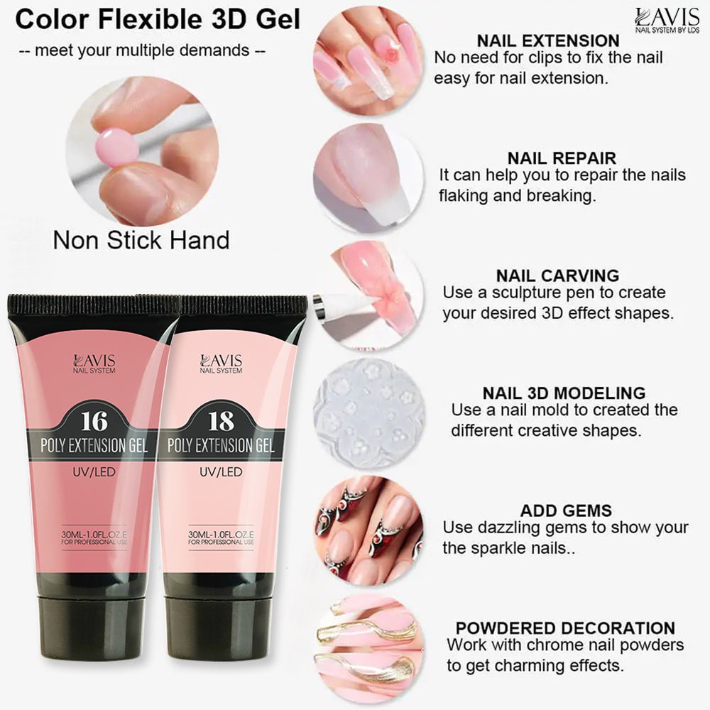LAVIS NON STICKY NAIL EXTENSION POLY GEL 10 - DTK Nail Supply