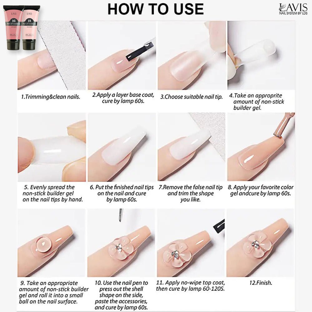 LAVIS NON STICKY NAIL EXTENSION POLY GEL 13 - DTK Nail Supply