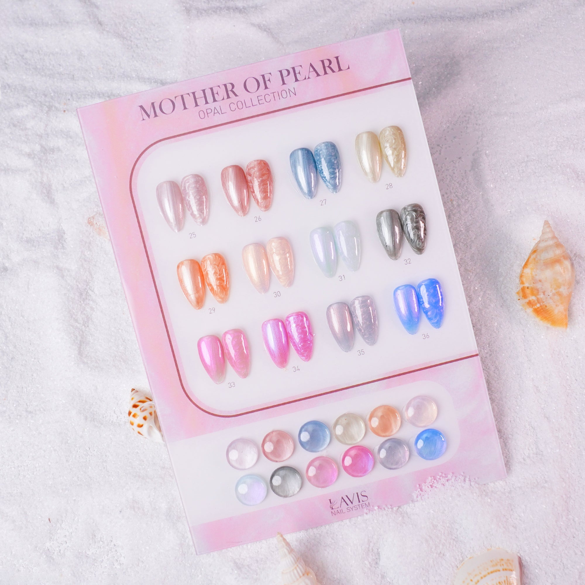 LAVIS OPAL - Set 36 Colors - Gel Polish 0.5 oz - Set 3 Opal Collection - DTK Nail Supply