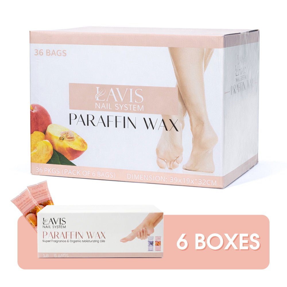 LAVIS Paraffin Wax Peach Set 6Pcs/Box - 6 Box/Case - DTK Nail Supply