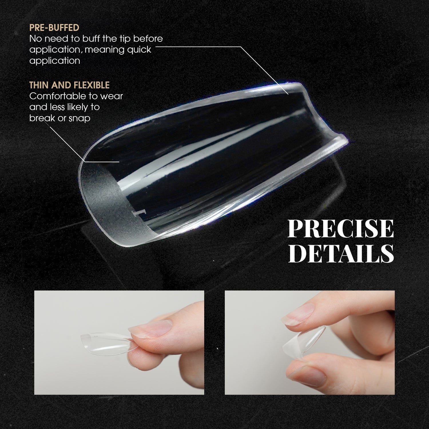 LAVIS Perfect Coffin Medium - 14 Half Buffed - Soft Gel Tips - DTK Nail Supply