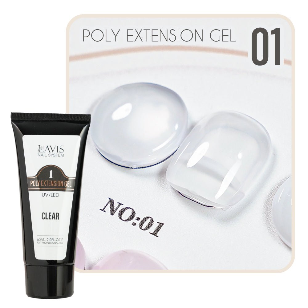 LAVIS Poly Extension Gel 1 UV/LED - Clear 60ml - DTK Nail Supply