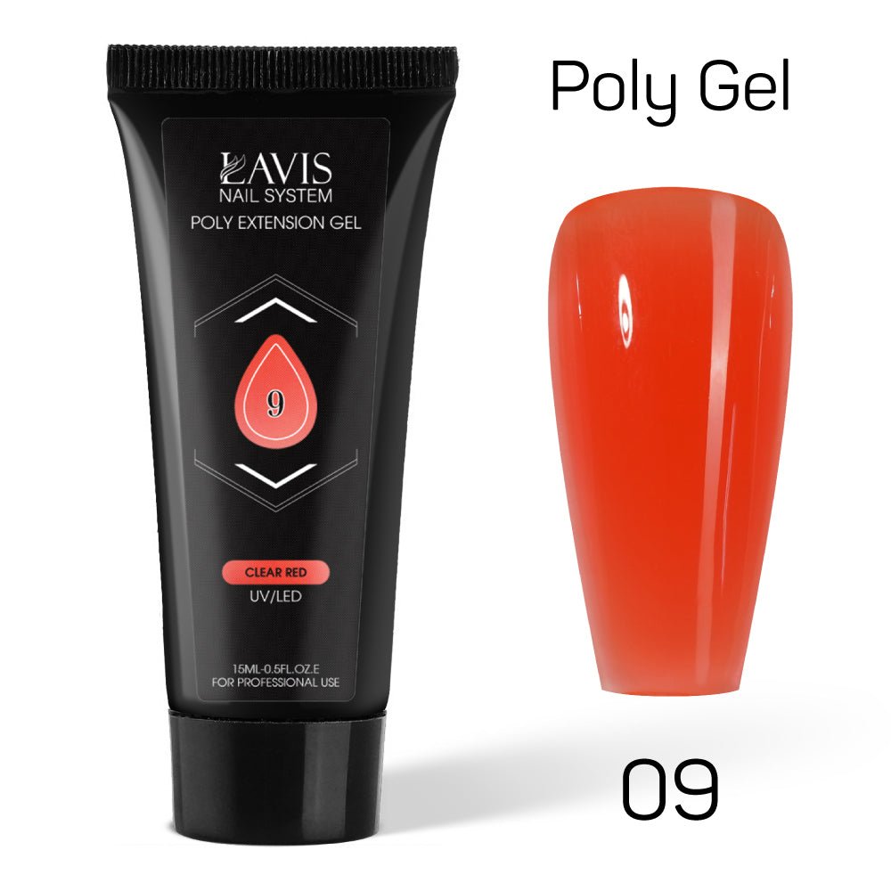 LAVIS Poly Extension Gel 15ml - 09 - Clear Red - DTK Nail Supply