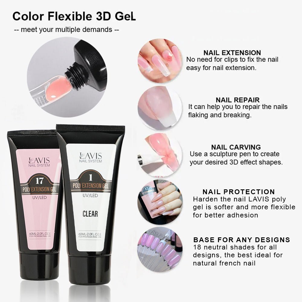 LAVIS Poly Extension Gel 4 UV/LED 60ml - DTK Nail Supply
