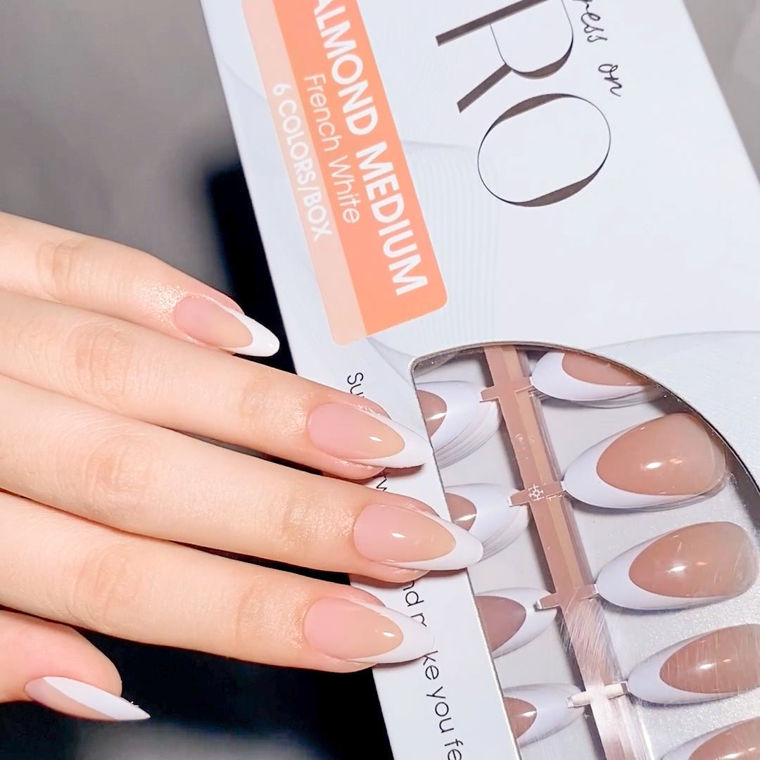 LAVIS Press On Pro - Almond Medium French White - DTK Nail Supply