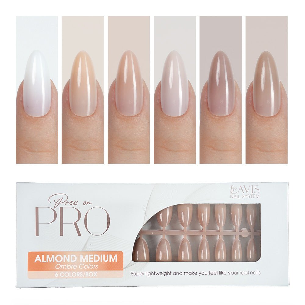LAVIS Press On Pro - Almond Medium Ombre Colors - DTK Nail Supply