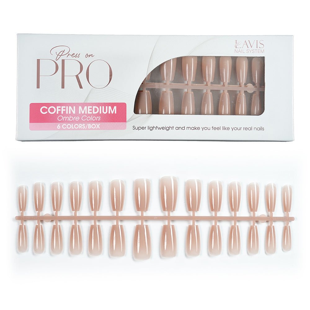 LAVIS Press On Pro - Coffin Medium Ombre Colors - DTK Nail Supply