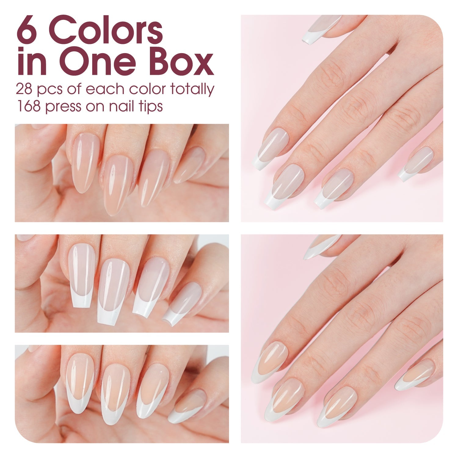 LAVIS Press On Pro - Square Medium French White - DTK Nail Supply