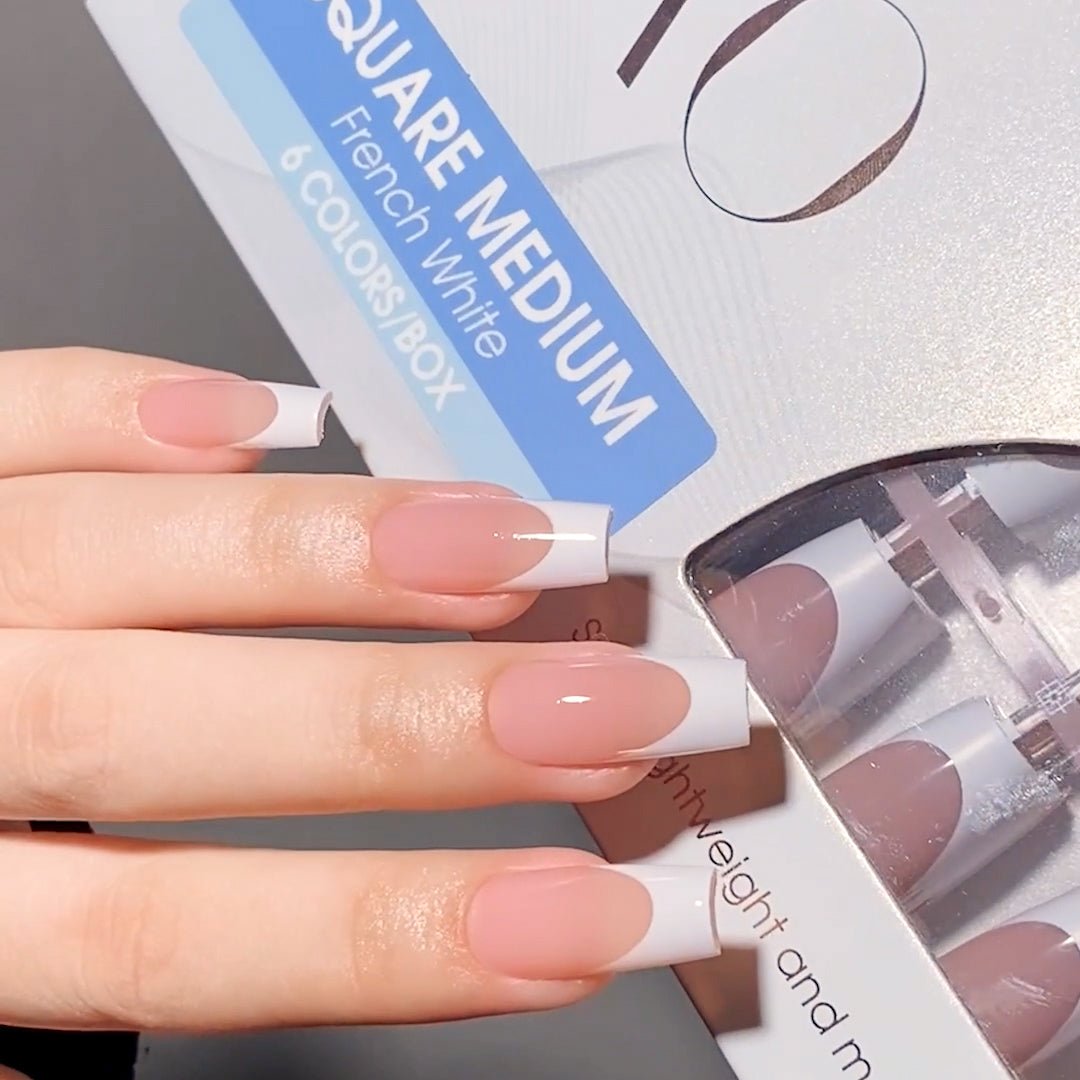 LAVIS Press On Pro - Square Medium French White - DTK Nail Supply
