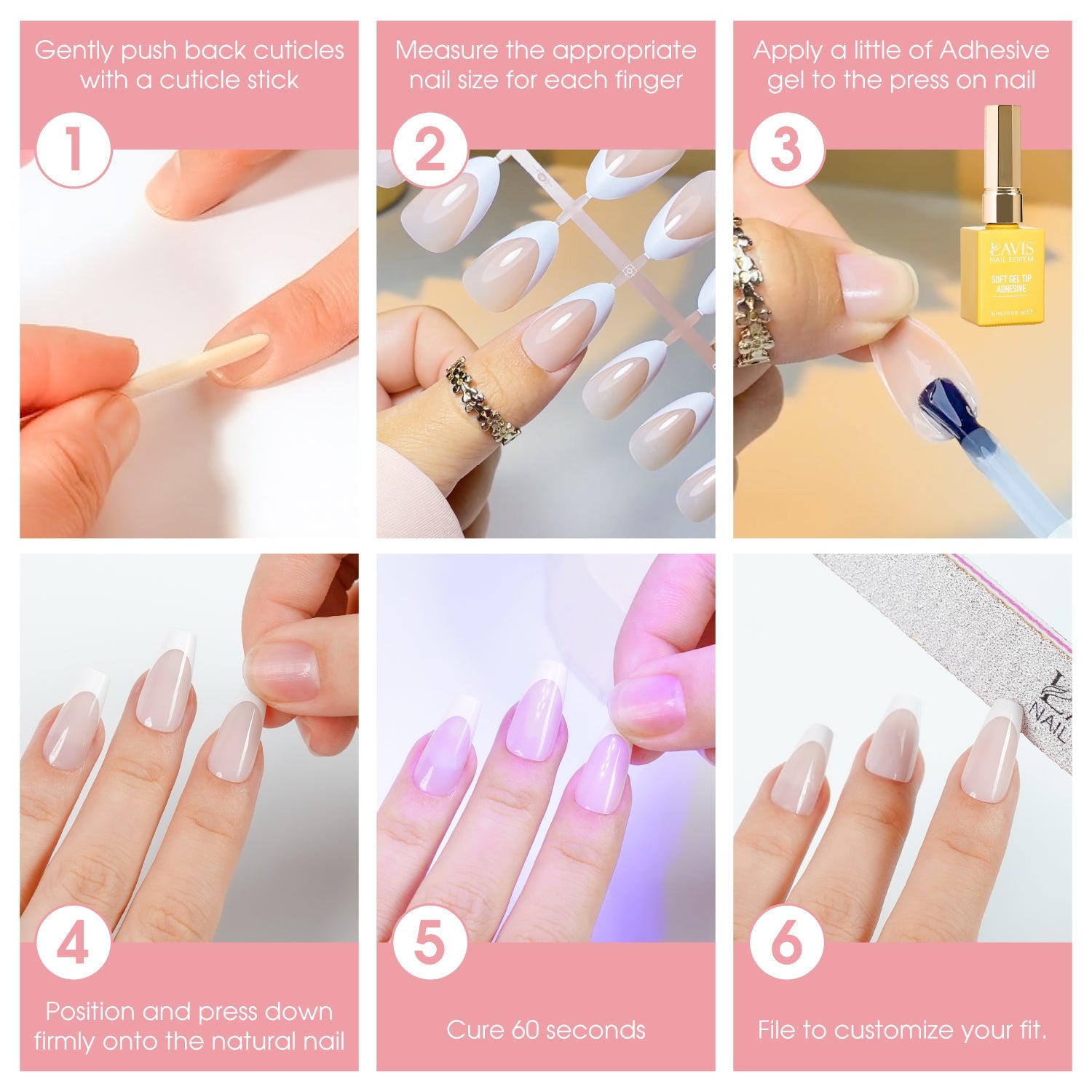 LAVIS Press On Pro - Square Medium Ombre Color - DTK Nail Supply