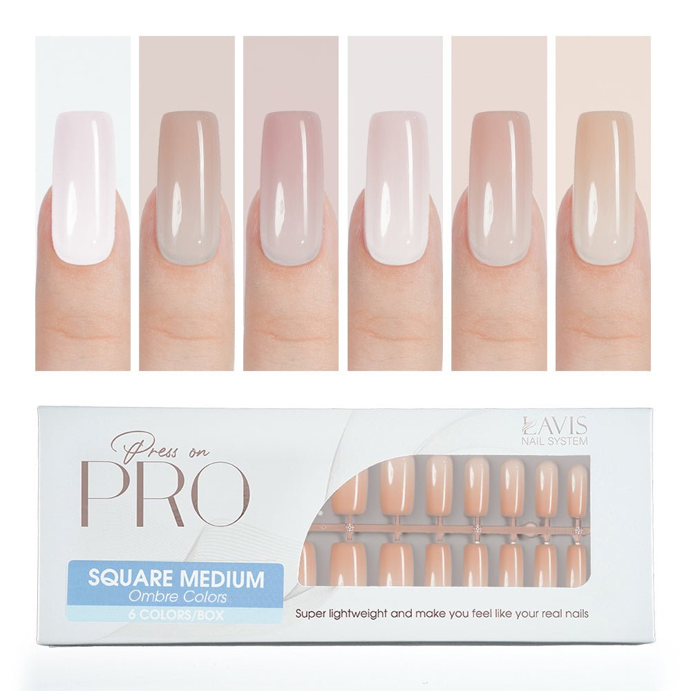 LAVIS Press On Pro - Square Medium Ombre Color - DTK Nail Supply