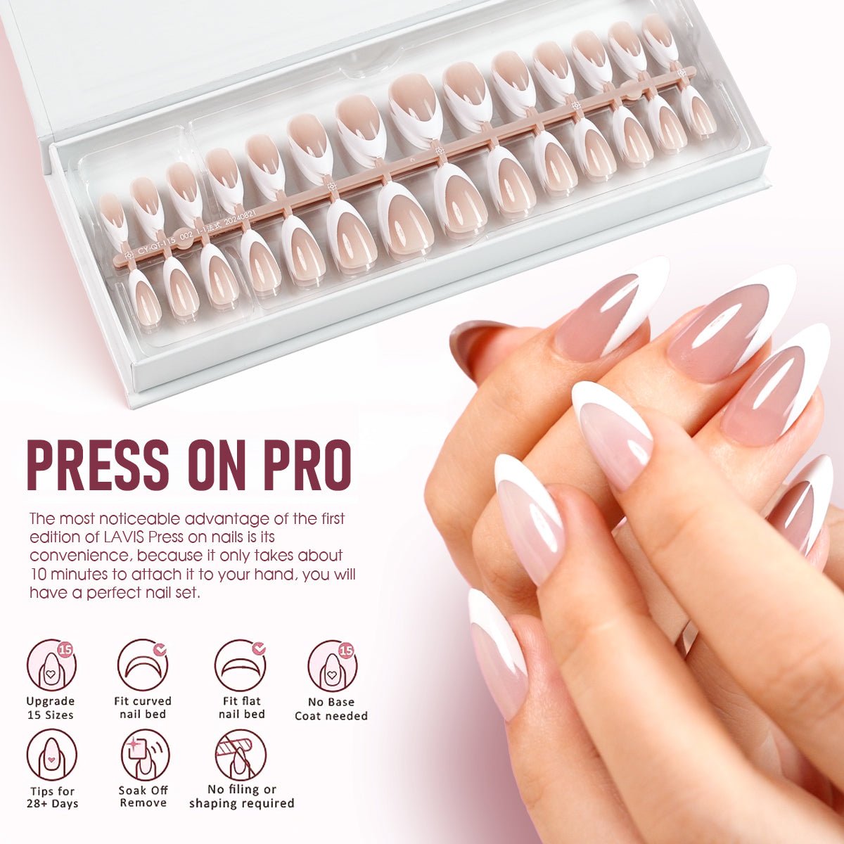 LAVIS Press On Pro - Square Medium Ombre Color - DTK Nail Supply