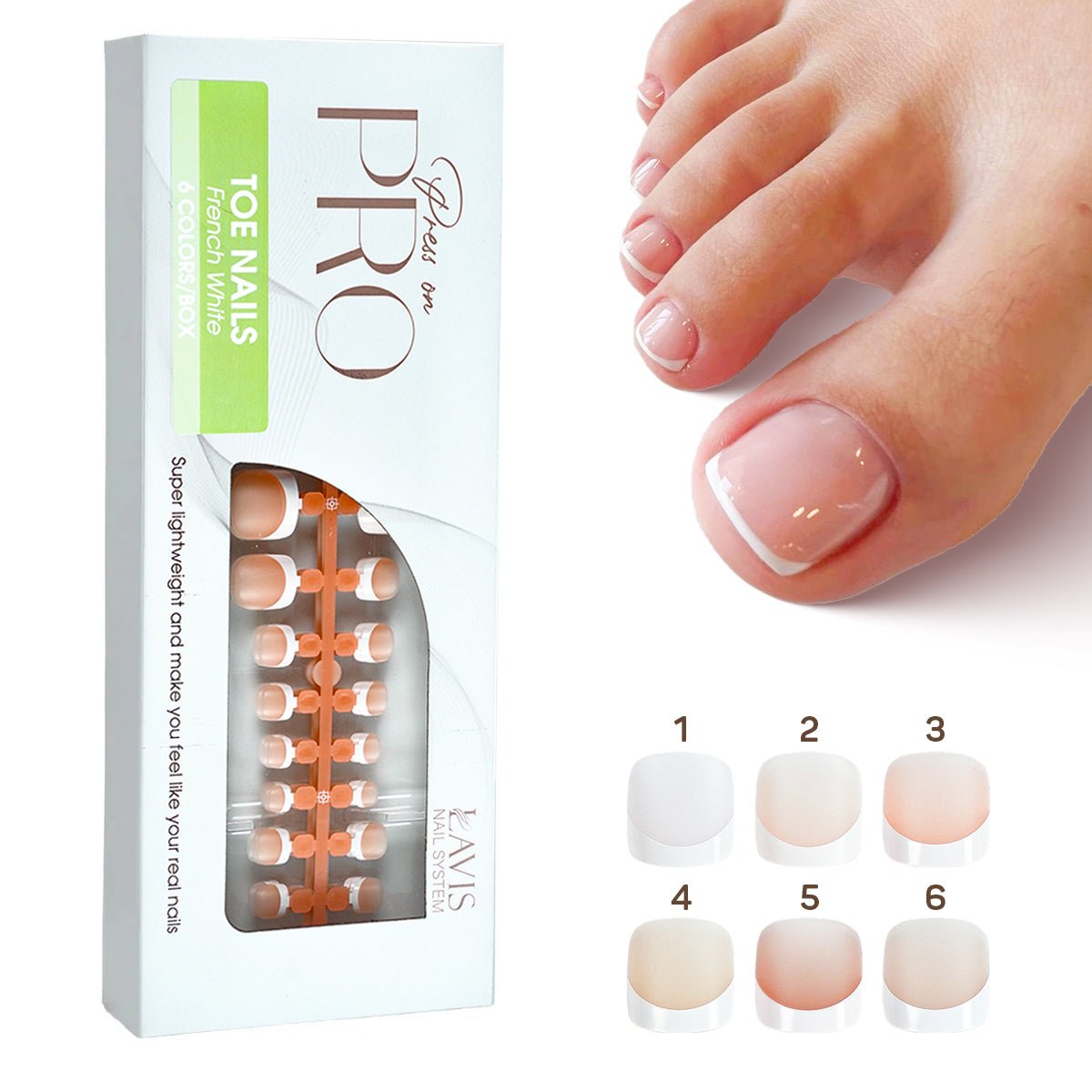 LAVIS Press On Pro - Toe Nail French White - DTK Nail Supply