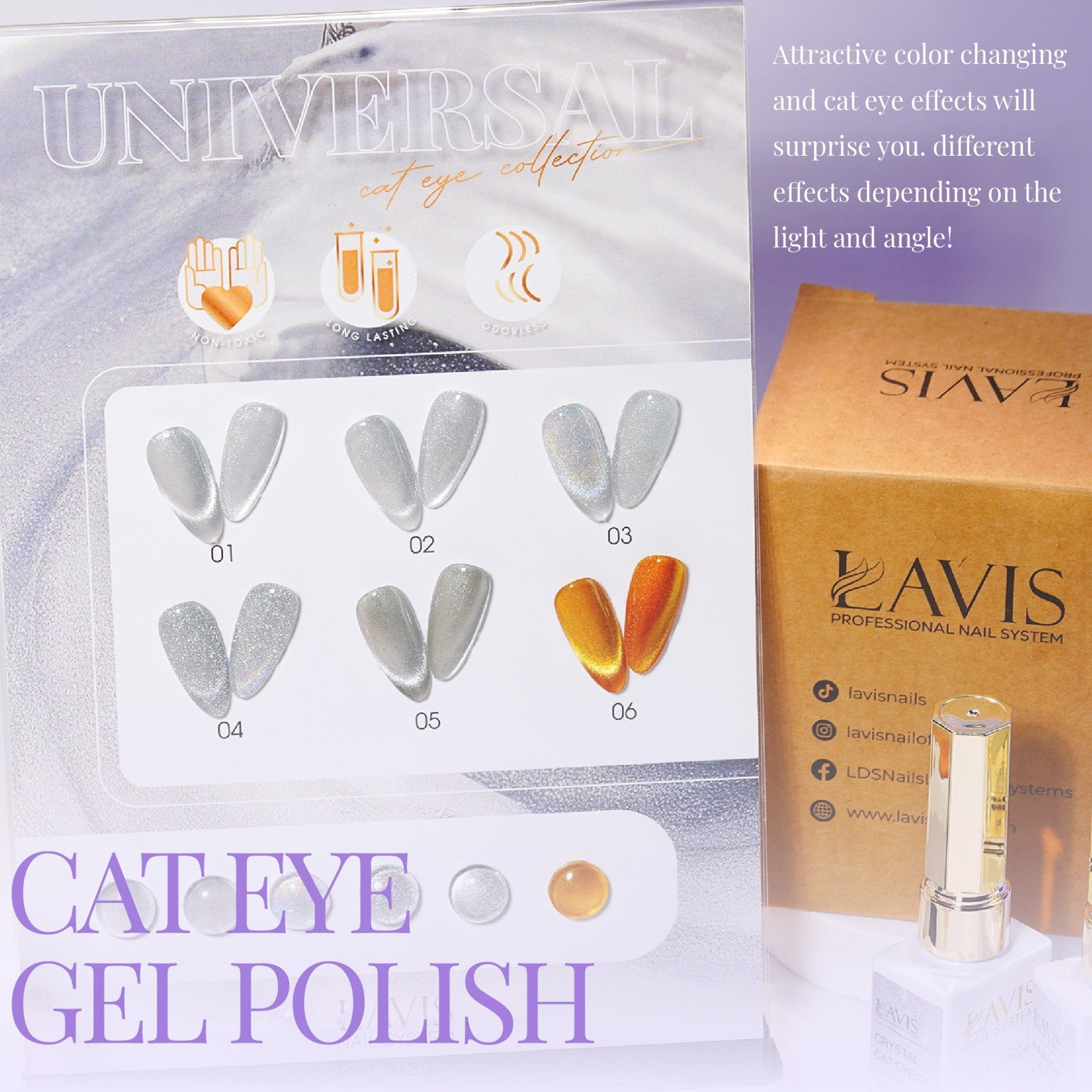 LAVIS Rainbow Cat Eye Gel II - Universal Cat Eye Collection - DTK Nail Supply