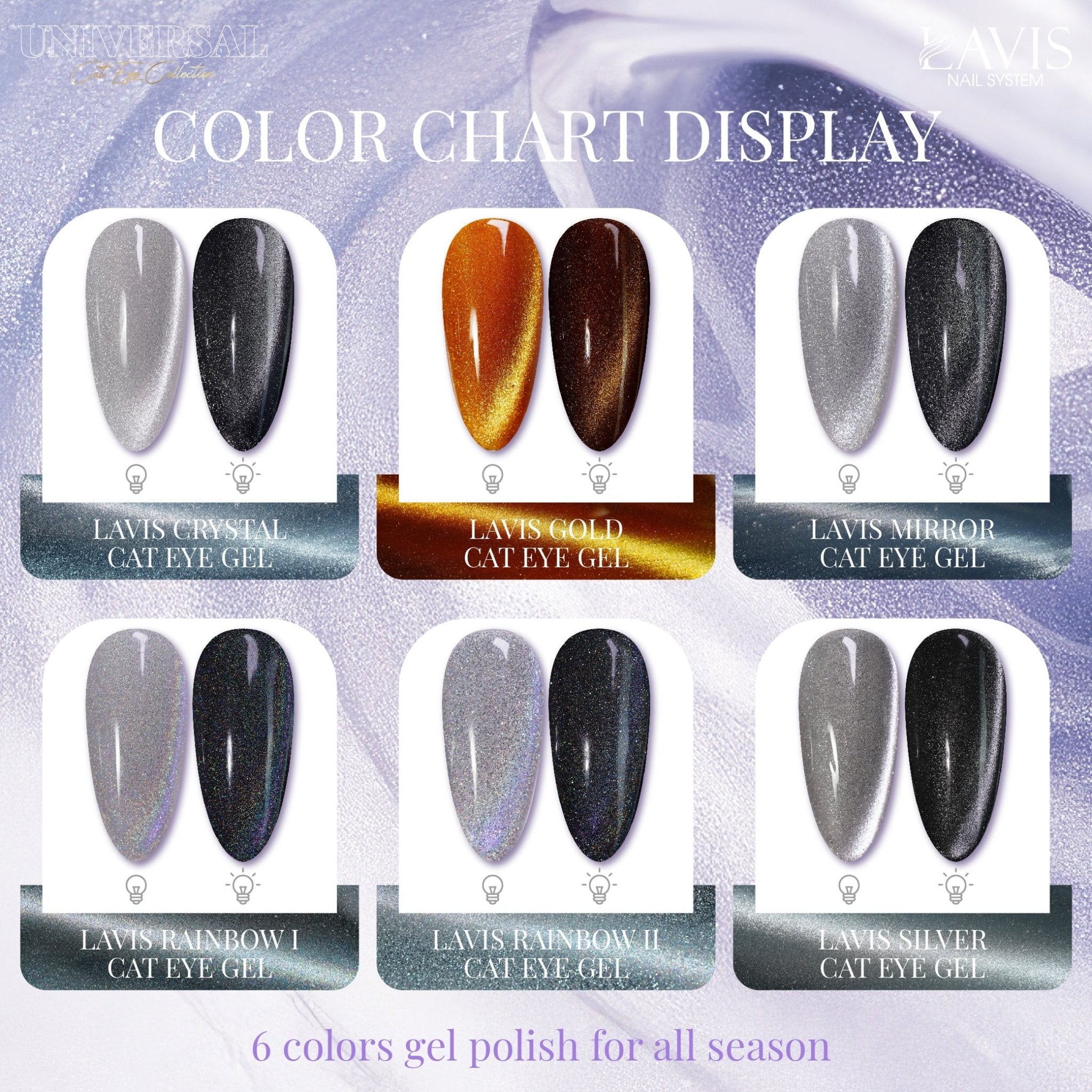 LAVIS Rainbow Cat Eye Gel - Universal Cat Eye Collection - DTK Nail Supply