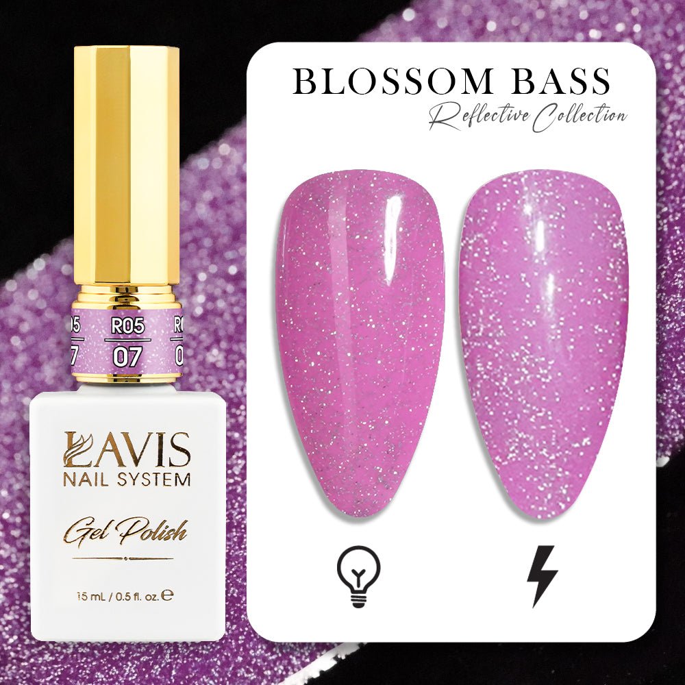LAVIS Reflective R05 - 07 - Gel Polish 0.5 oz - Blossom Bass Reflective Collection - DTK Nail Supply