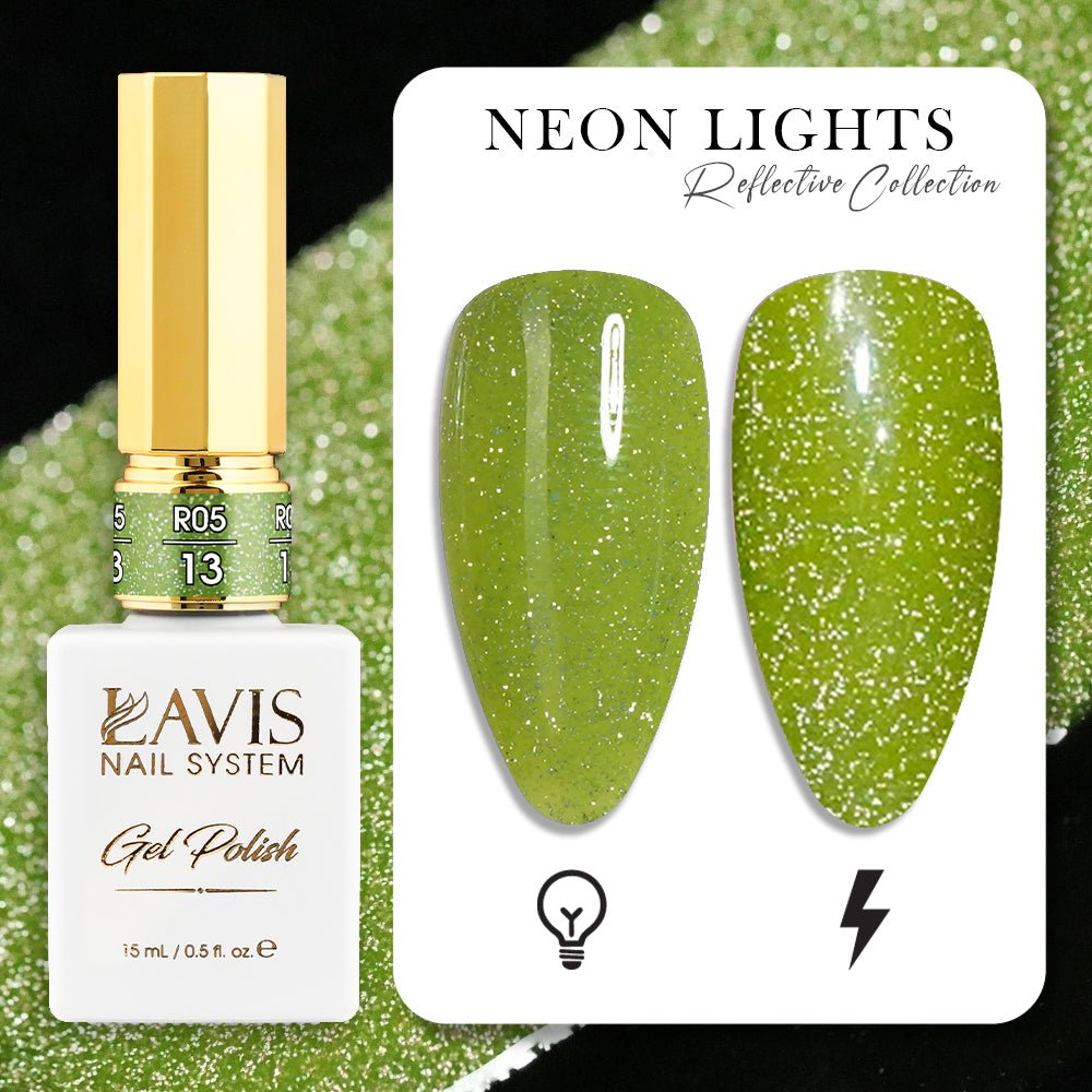 LAVIS Reflective R05 - 13 - Gel Polish 0.5 oz - Neon Lights Reflective Collection - DTK Nail Supply