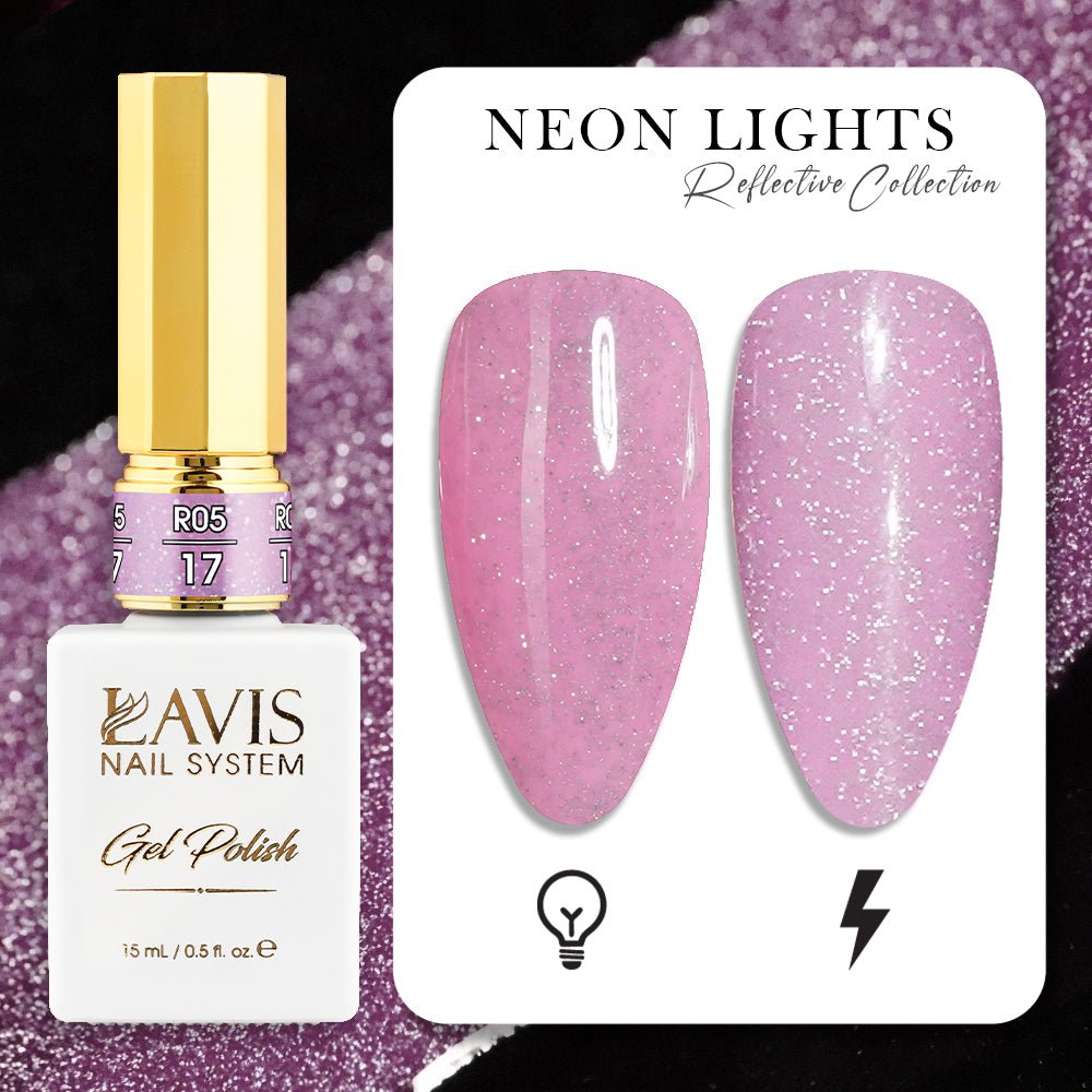 LAVIS Reflective R05 - 17 - Gel Polish 0.5 oz - Neon Lights Reflective Collection - DTK Nail Supply