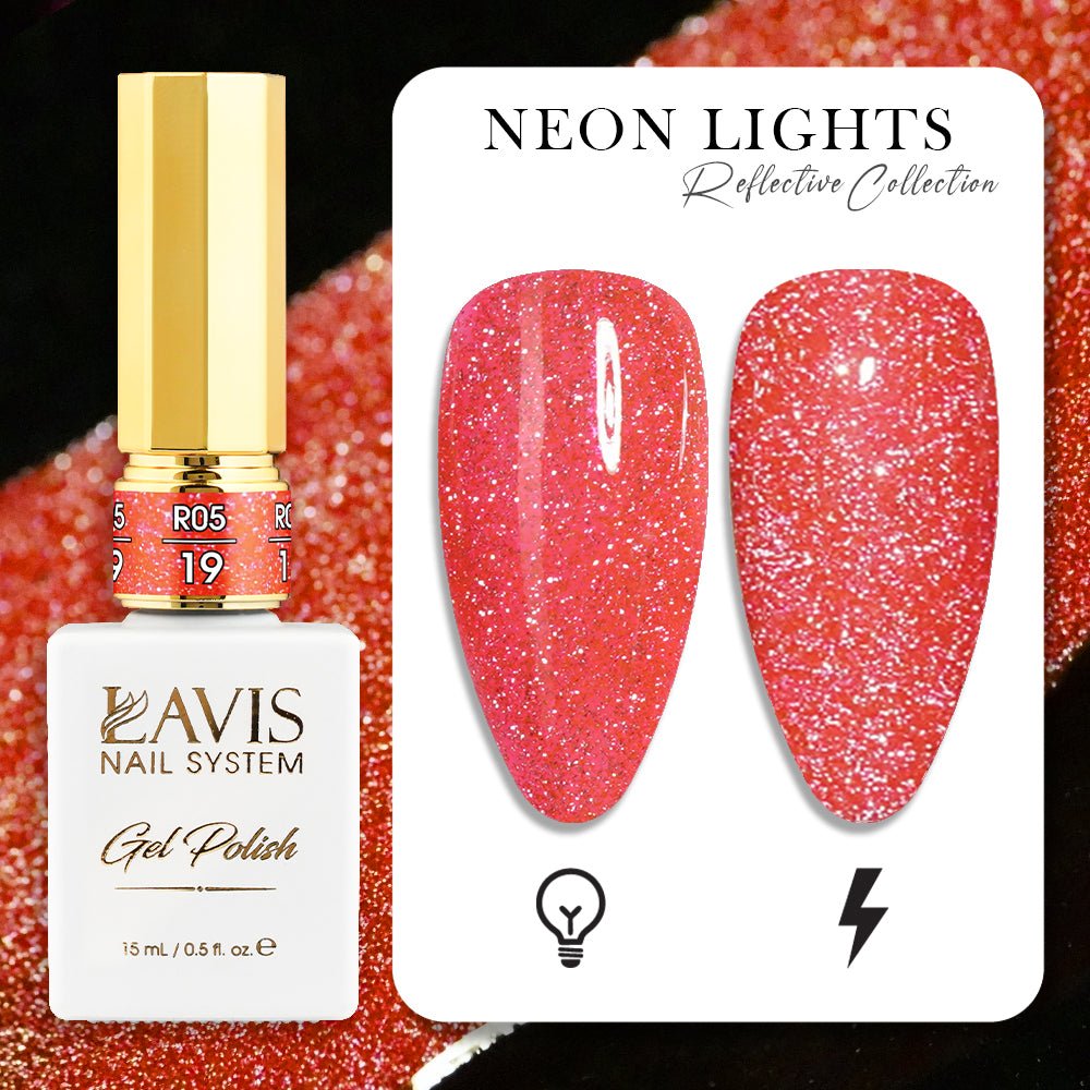 LAVIS Reflective R05 - 19 - Gel Polish 0.5 oz - Neon Lights Reflective Collection - DTK Nail Supply