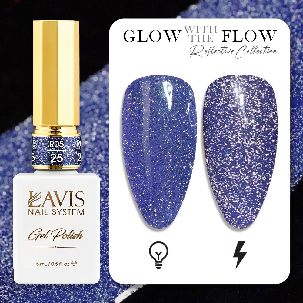 LAVIS Reflective R05 - 25 - Gel Polish 0.5 oz - Glow With The Flow Reflective Collection - DTK Nail Supply