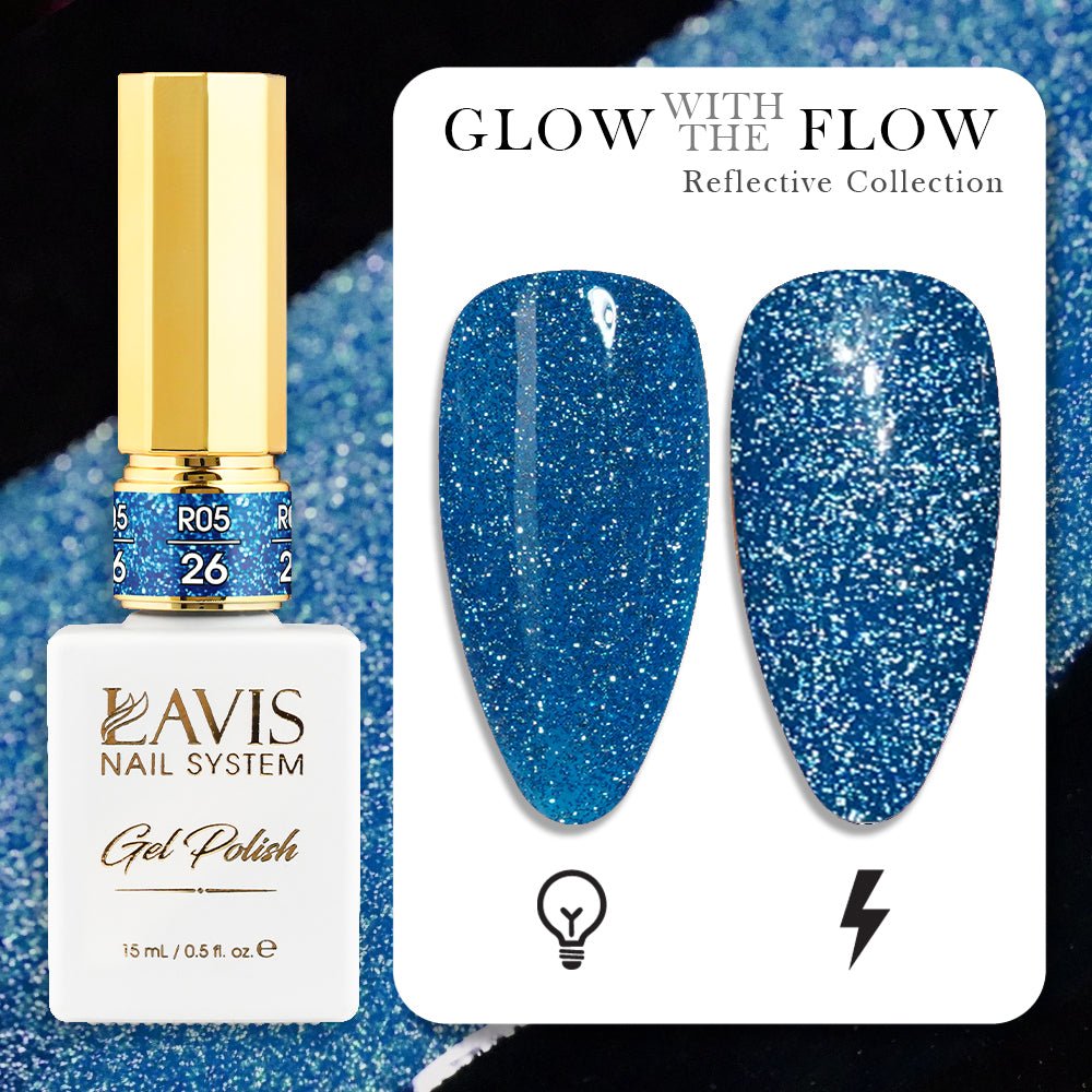 LAVIS Reflective R05 - 26 - Gel Polish 0.5 oz - Glow With The Flow Reflective Collection - DTK Nail Supply