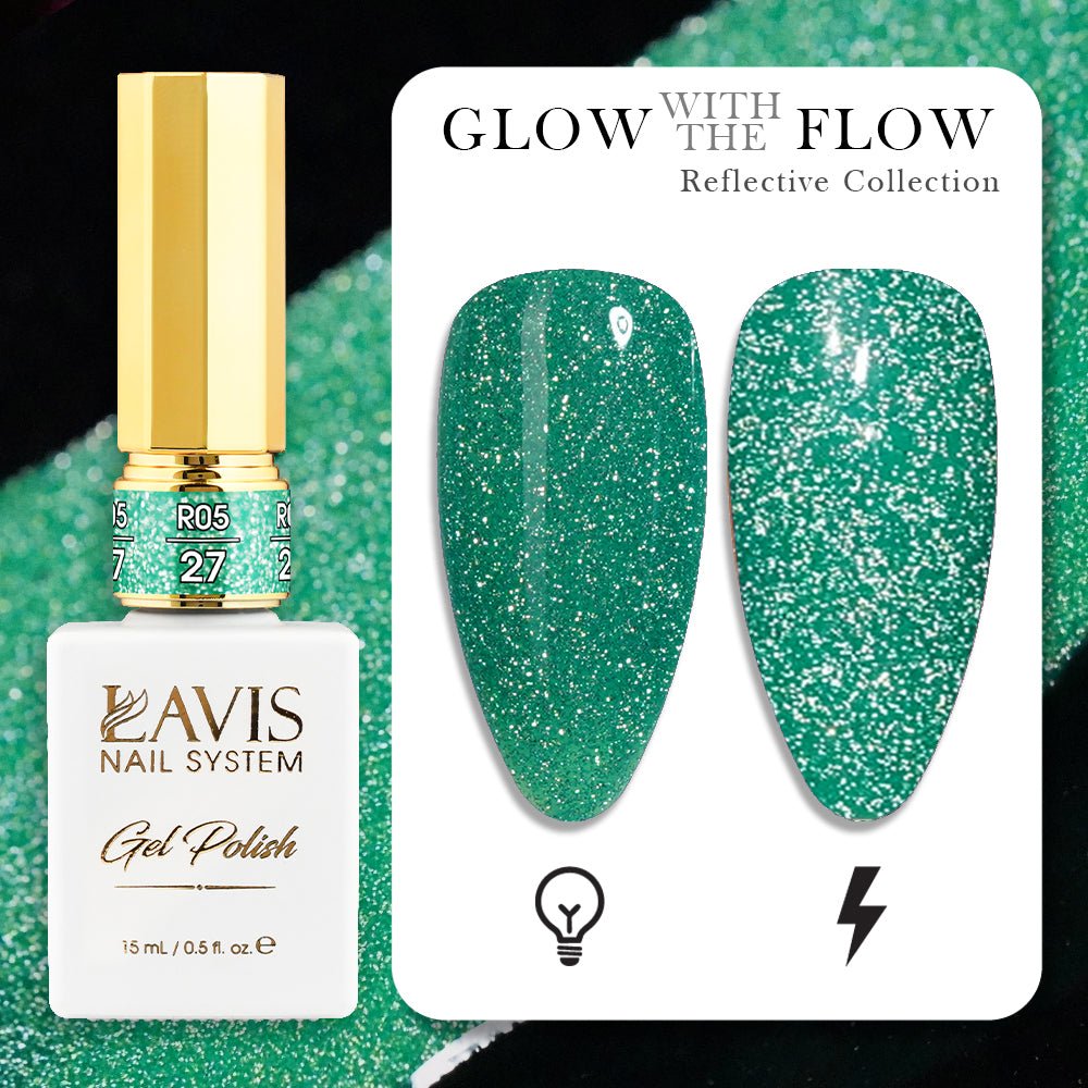 LAVIS Reflective R05 - 27 - Gel Polish 0.5 oz - Glow With The Flow Reflective Collection - DTK Nail Supply