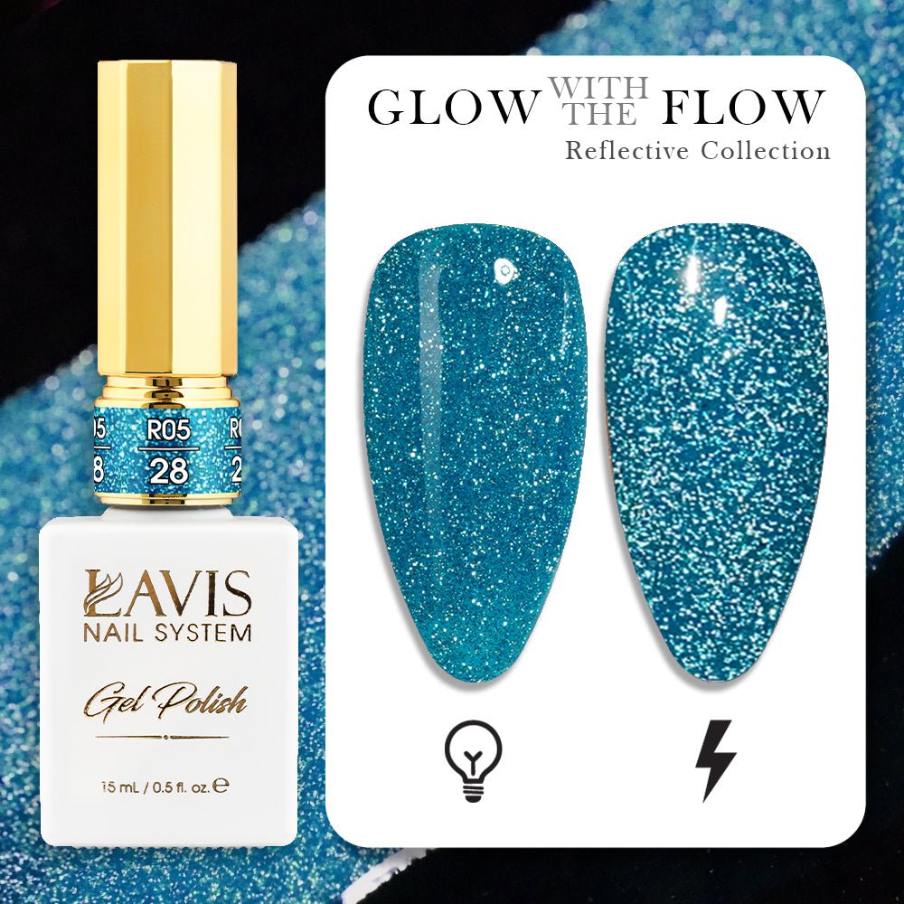 LAVIS Reflective R05 - 28 - Gel Polish 0.5 oz - Glow With The Flow Reflective Collection - DTK Nail Supply