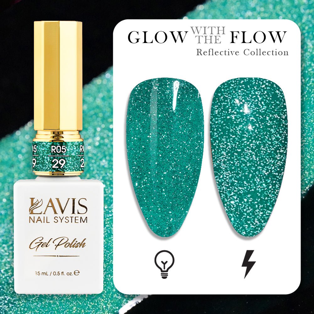 LAVIS Reflective R05 - 29 - Gel Polish 0.5 oz - Glow With The Flow Reflective Collection - DTK Nail Supply
