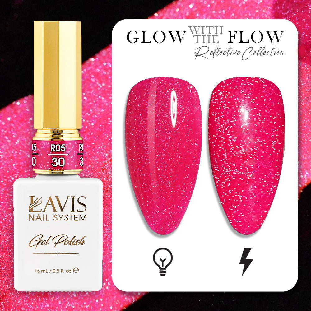 LAVIS Reflective R05 - 30 - Gel Polish 0.5 oz - Glow With The Flow Reflective Collection - DTK Nail Supply