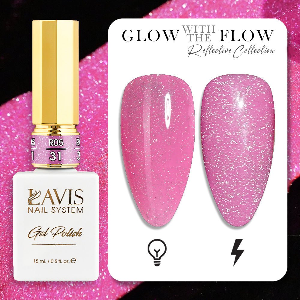 LAVIS Reflective R05 - 31 - Gel Polish 0.5 oz - Glow With The Flow Reflective Collection - DTK Nail Supply