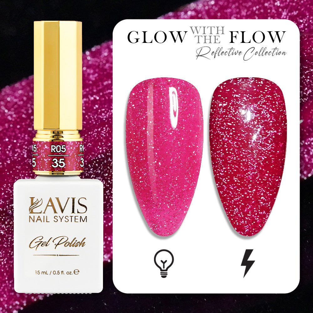 LAVIS Reflective R05 - 35 - Gel Polish 0.5 oz - Glow With The Flow Reflective Collection - DTK Nail Supply