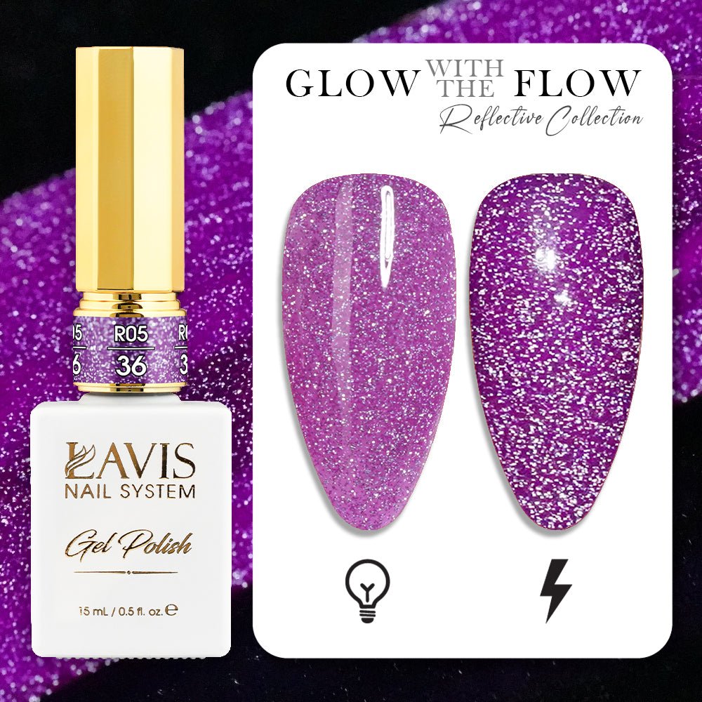 LAVIS Reflective R05 - 36 - Gel Polish 0.5 oz - Glow With The Flow Reflective Collection - DTK Nail Supply
