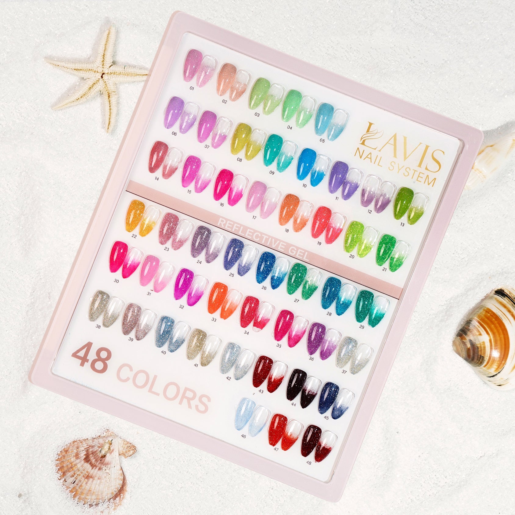 LAVIS Reflective R05 - Set 48 Colors - Gel Polish 0.5 oz - V2 - DTK Nail Supply
