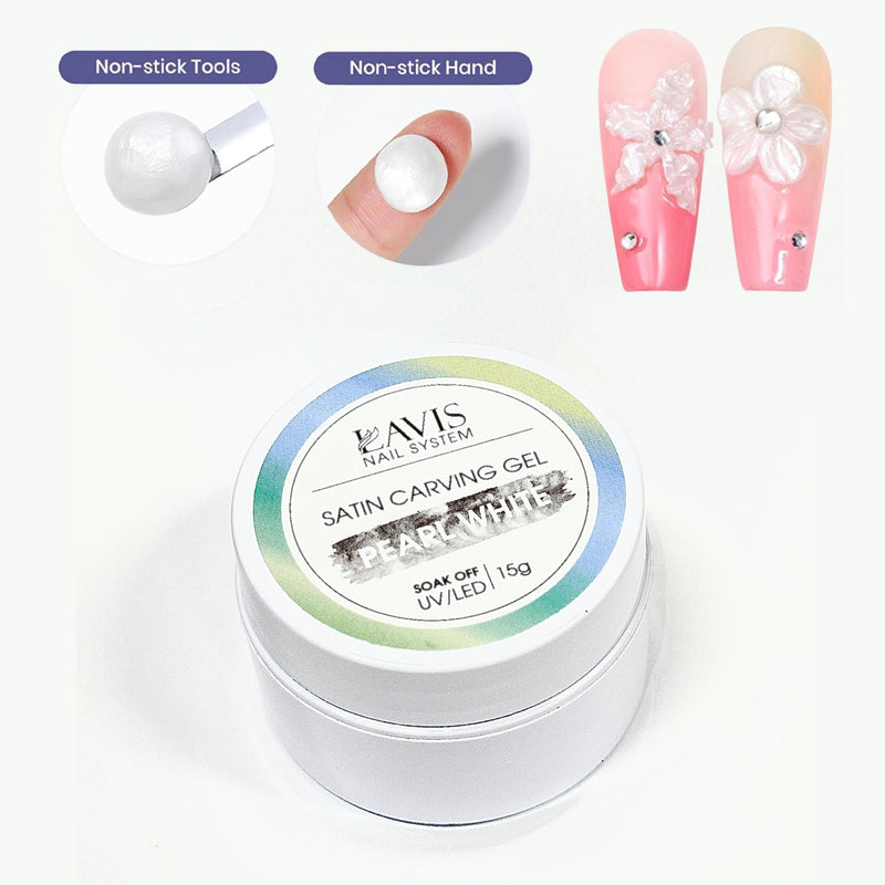 LAVIS Satin Carving Gel - Pearl White 15g