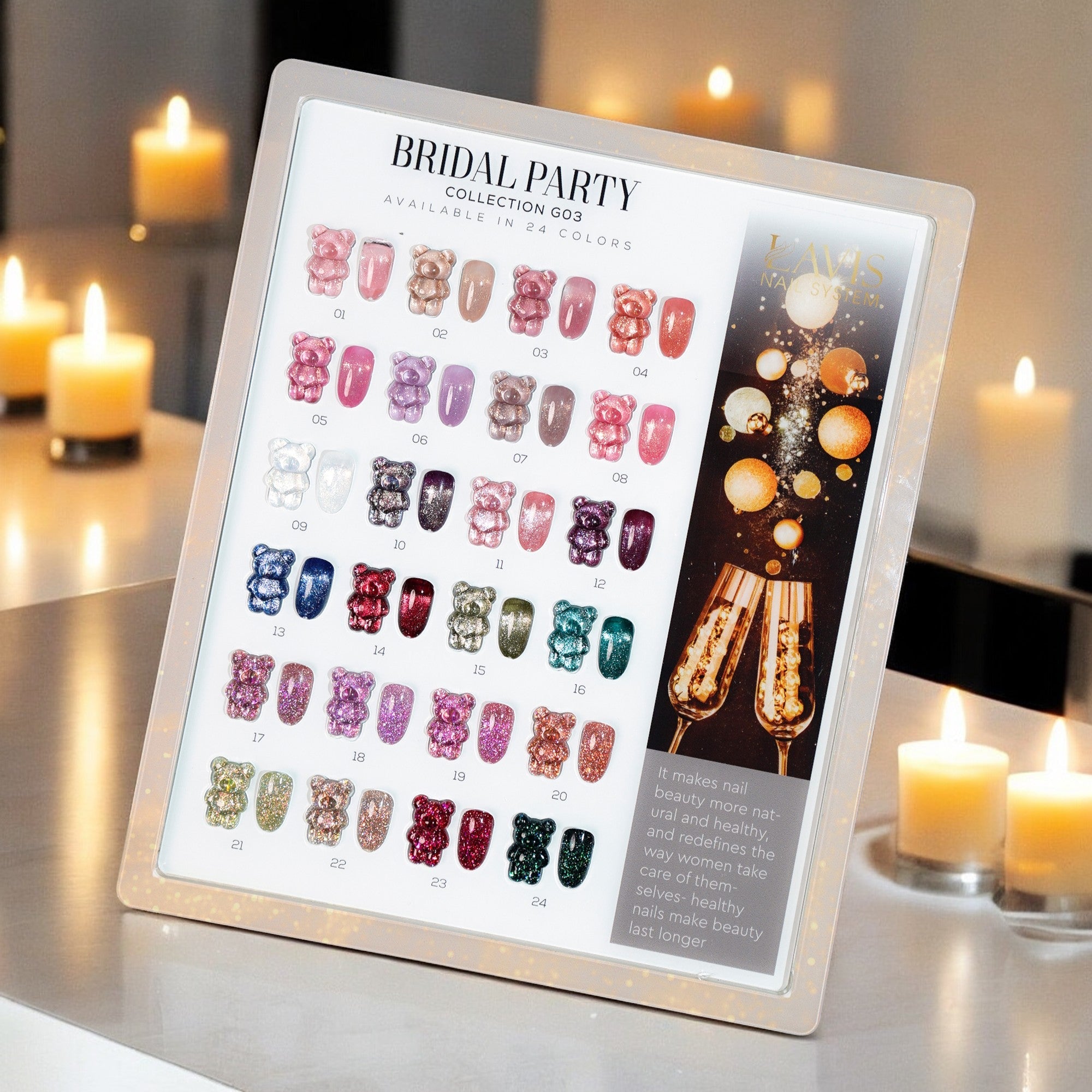 LAVIS Set 24 (G03 - ver2) - Gel Polish 0.5 oz - Bridal Party Glitter Collection - DTK Nail Supply