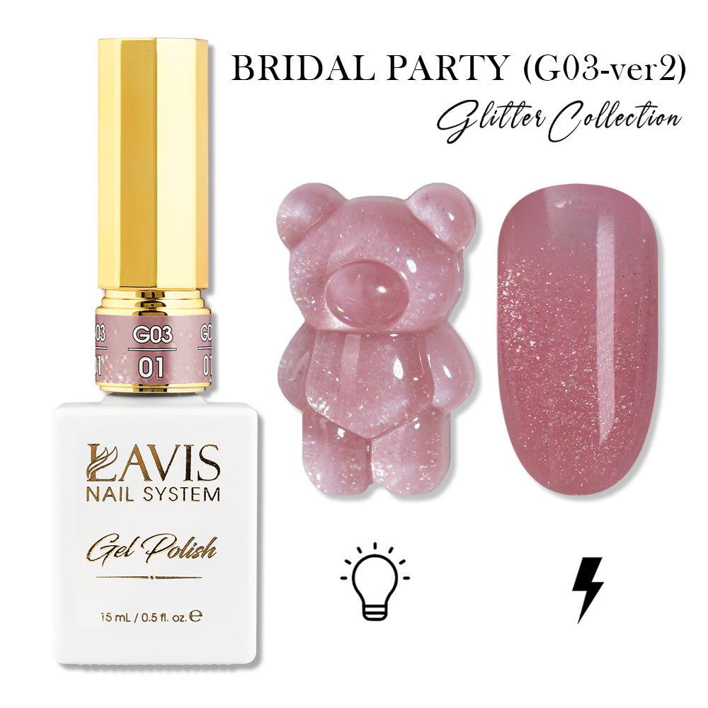 LAVIS Set 24 (G03 - ver2) - Gel Polish 0.5 oz - Bridal Party Glitter Collection - DTK Nail Supply