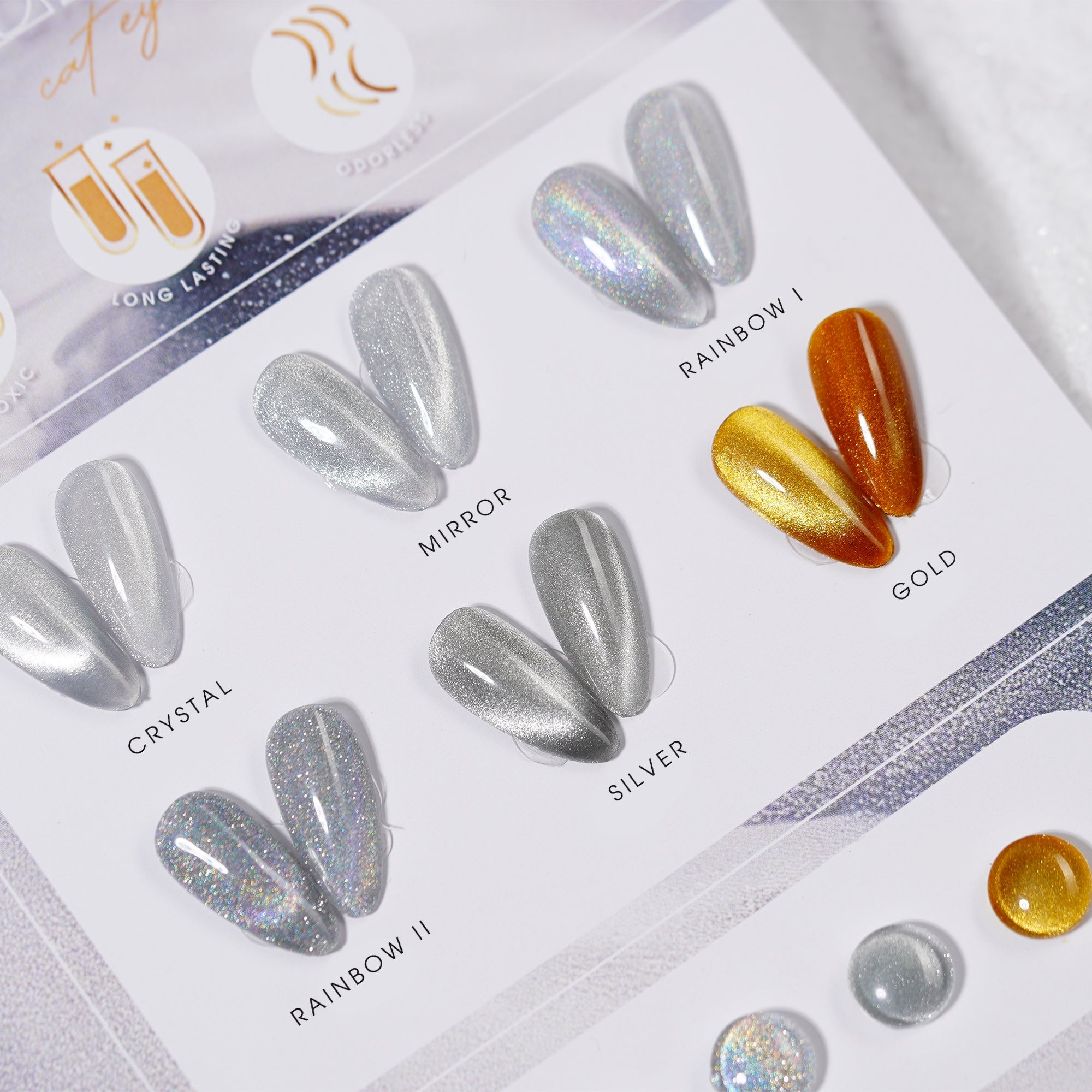 LAVIS Set 6 Colors Crystal Cat Eye Gel - Universal Cat Eye Collection - DTK Nail Supply