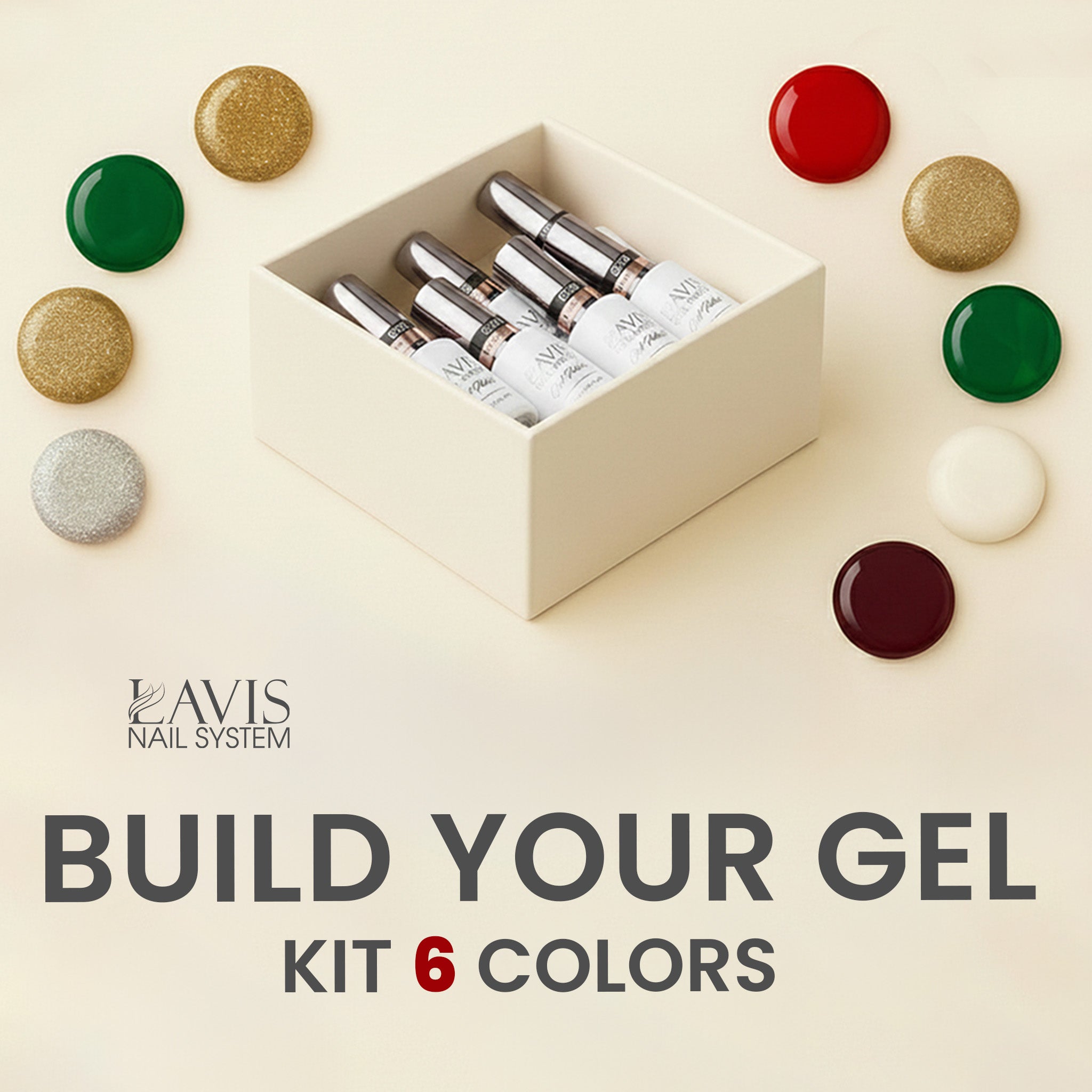LAVIS Set Gel Polish - Build Your Own 6 Gel Kit, FREE 1 Cuticle Revitalizer Oil - DTK Nail Supply