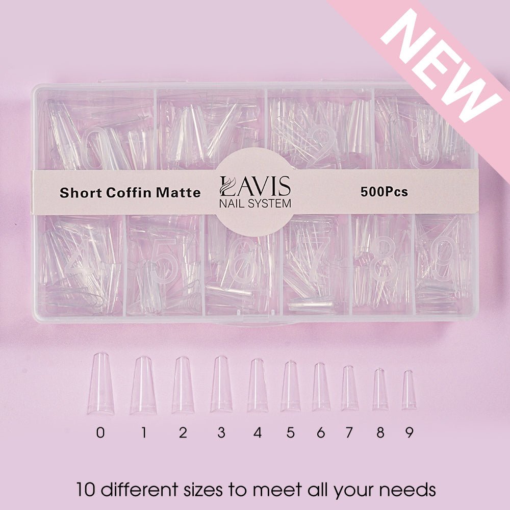 LAVIS - SHORT COFFIN MATTE - Clear - 500 Pcs - DTK Nail Supply