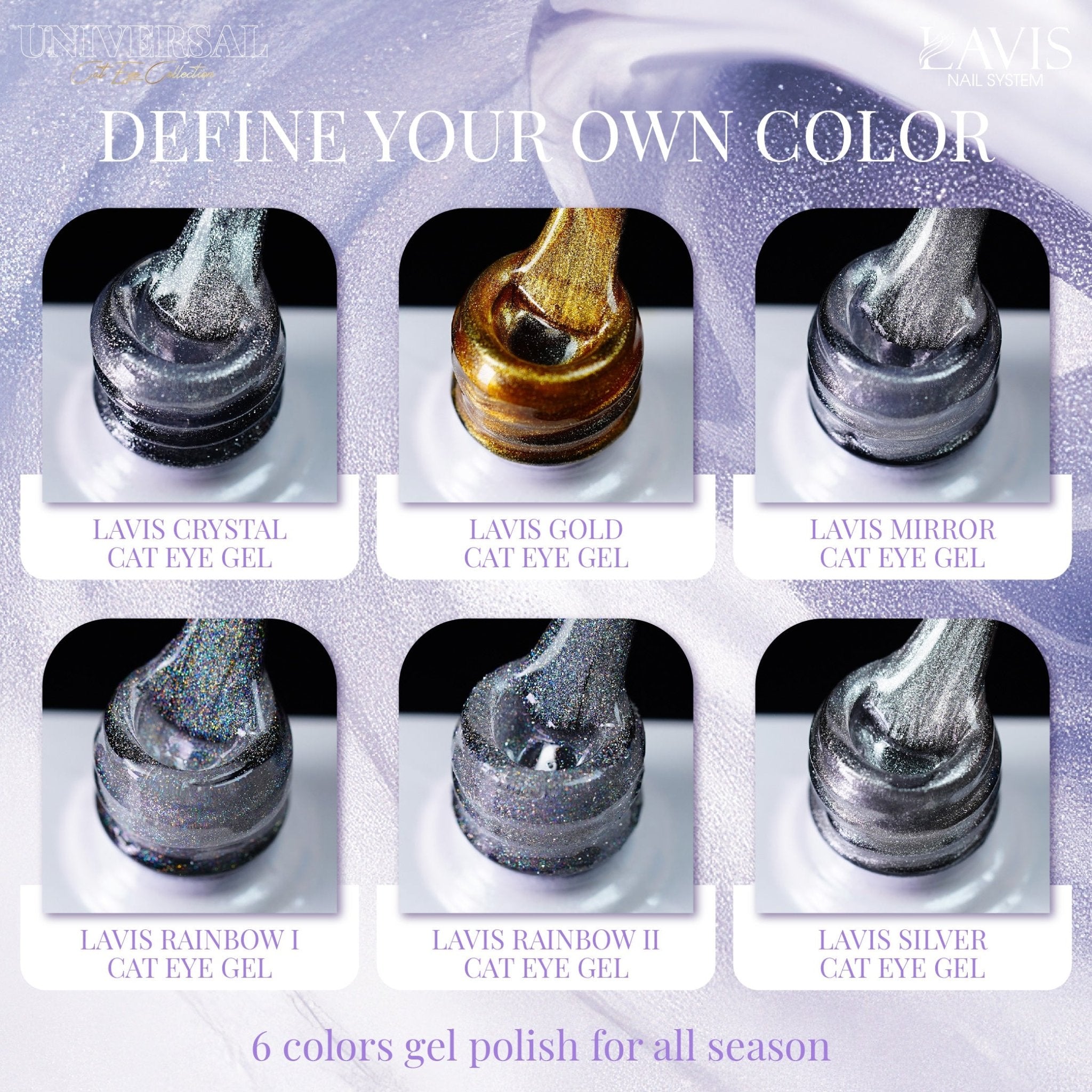 LAVIS Silver Cat Eye Gel - Universal Cat Eye Collection - DTK Nail Supply