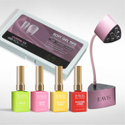 Lavis - Soft Gel Tips & Mini Desktop Nail Lamp Rose Gold/Silver Kit - Coffin XS Half Buffed - DTK Nail Supply