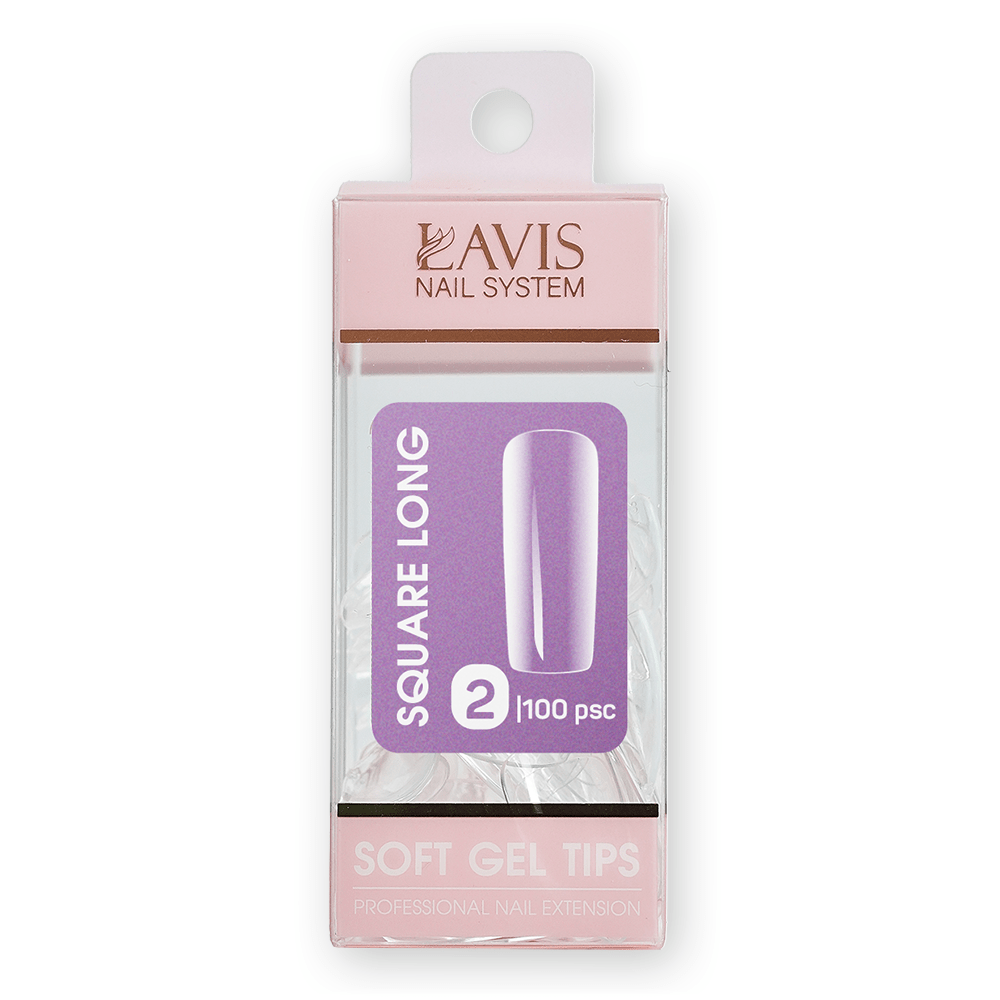 LAVIS Square Long - (100 pcs) - Soft Gel Tips Refill - DTK Nail Supply