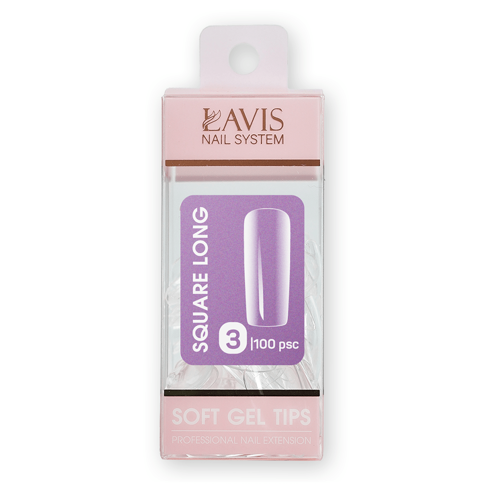 LAVIS Square Long - (100 pcs) - Soft Gel Tips Refill - DTK Nail Supply