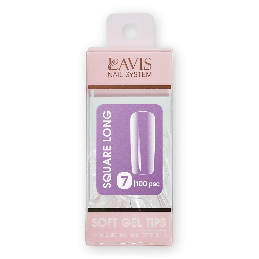 LAVIS Square Long - (100 pcs) - Soft Gel Tips Refill - DTK Nail Supply