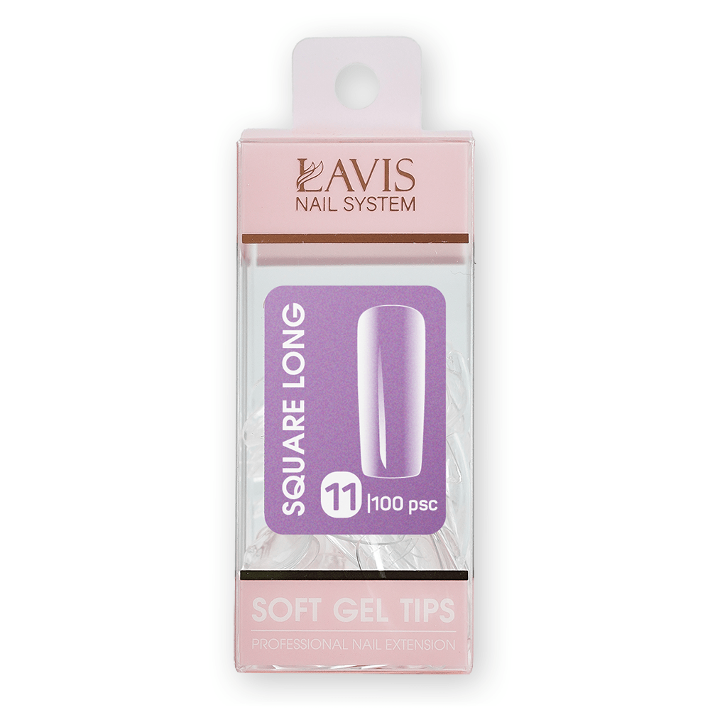 LAVIS Square Long - (100 pcs) - Soft Gel Tips Refill - DTK Nail Supply