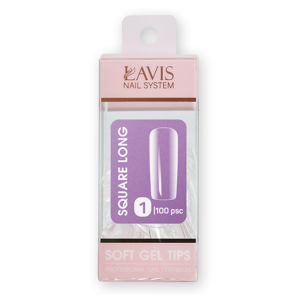LAVIS Square Long - (100 pcs) - Soft Gel Tips Refill - DTK Nail Supply
